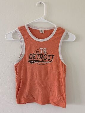 Urban Outfitters Orange Detroit Tank Top Medium Graphic Vintage Style Medium